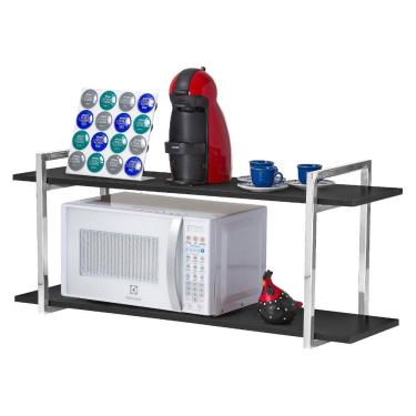 Imagem de Nicho Cozinha Cromado Com Prateleiras Preto 60cm