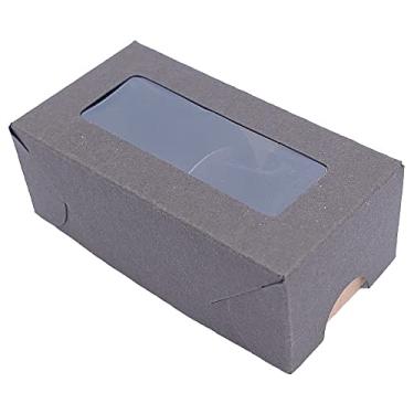 Imagem de 20 Caixas de papel kraft tampa marrom com visor em bopp, tamanho 8x4cm com 40 forminhas pétalas.