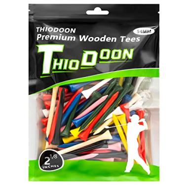 Imagem de THIODOON Camisetas de golfe profissionais de madeira natural para golfe, pacote com 100, camisetas de golfe em , tamanho 8,5 cm, 6,5 cm ou 5,8 cm, camisetas de golfe altas reduzem a rotação lateral e a fricção