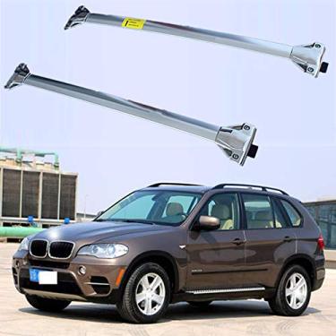 Imagem de UDP 2 peças serve para BMW X5 X5M E70 2007-2013 Barra transversal ajustável de aço inoxidável barra transversal trilho de teto suporte de bagagem, barra de rack de teto prata