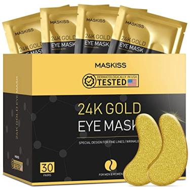 Imagem de 30 pares de adesivos de ouro 24 K, máscara tapa-olhos maskiss, tapa-olhos para olhos inchados, máscaras para olheiras e inchaço, produtos de colágeno para cuidados com a pele
