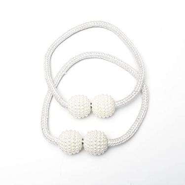 Imagem de Cinta de pérola ímã fivela fivela gancho fivela decorativa corda cortina fivela luz luxo acessórios cinto de gravata cordas tiebacks de cortina, T4, 2 PCS