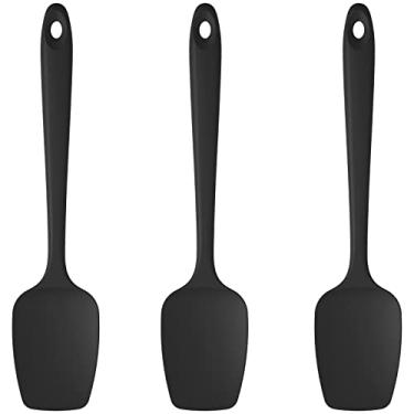 Imagem de U-Taste Conjunto de espátula de silicone, raspador de borracha flexível livre de BPA, resistente ao calor, alta resistência ao calor, conjunto de 3 utensílios de cozinha (preto)