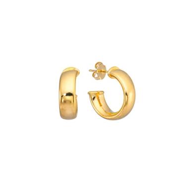 Imagem de Argola Pequena Grossa Banhada à Ouro 18k