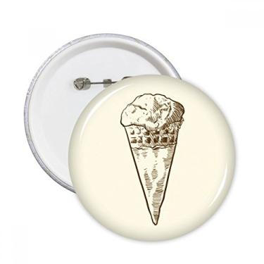 Imagem de Esboço Sorvete Doce Ilustração Alfinetes Redondos Emblema Botão Decoração Acessório 5pcs