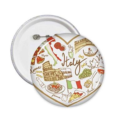 Imagem de Broche de bandeira nacional de coração italiano com tema de teatro romano e símbolo de botão, 5 peças