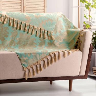 Imagem de Manta para sofá Jacquard medalhão tiffany dourado 1,80 x 1,40