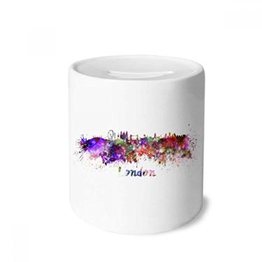 Imagem de DIYthinker London Britain City, caixa de dinheiro em aquarela, porta-moedas de cerâmica, presente de cofrinho