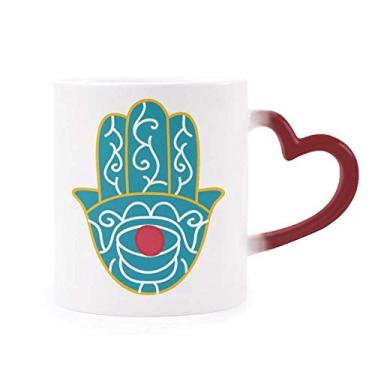 Imagem de Caneca de grés com estampa de olho vermelho à mão com estampa de arte sensível ao calor vermelha que muda de cor