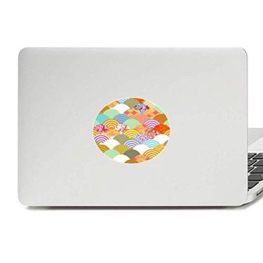 Imagem de Adesivo de notebook geométrico com estampa de flores de esquadrão japonês, decalque para notebook
