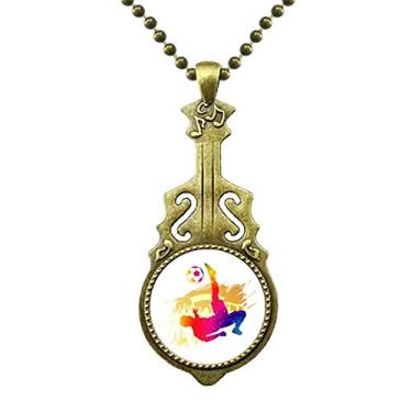 Imagem de DIYthinker Colar Cheered Football Player Bicycle Kick Necklace Antique Guitar Jewelry Music Pendant