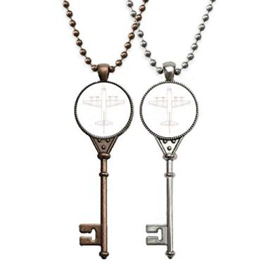 Imagem de OFFbb-USA Diagrama de Arma de Avião Art Deco Presente Fashion Chaveiro Pingente Decoração de Casal