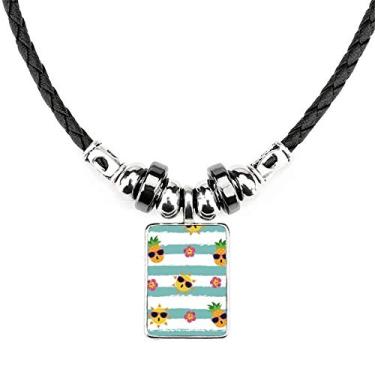 Imagem de DIYthinker Abacaxi Sun Glass Flower River Necklace Jewelry Torque Leather Rope Pendant
