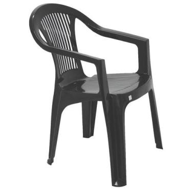 Imagem de Cadeira Plastica Monobloco Com Bracos Guarapari Preta Tramontina