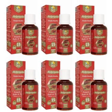 Imagem de Extrato Própolis Puro Kit Com 6 Vermelha 15%  Imunidade Vitamina Aquos