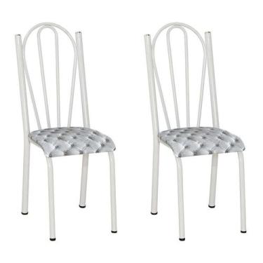 Imagem de Conjunto 2 Cadeiras Mnemósine  Branco E Estampa Capitonê - Artefamol