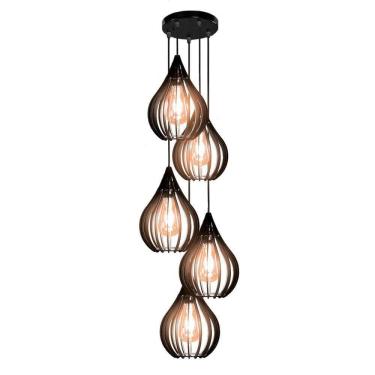 Imagem de Luminária Teto Lustre Pendente Balcão Cozinha Sala 5 Chile Cor:preto