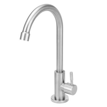 Imagem de Torneira Aço Inox Escovado Mesa Bica Móvel 1/4 Cor:Prata