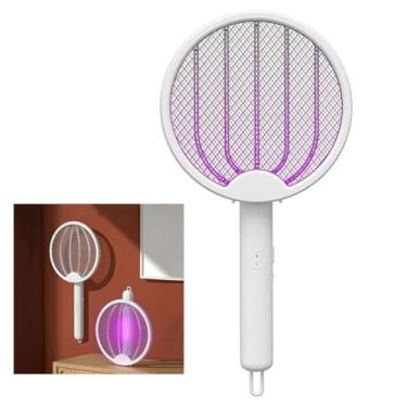 Imagem de Raquete Mata Mosquitos Eletrica 4 em 1 Luz UV Automatica Inseto Mosca Pernilongo Armadilha Repelente Potente Dobravel Mesa Parede Quarto Sala Portatil Recarregavel