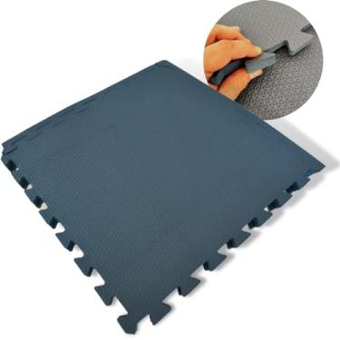 Imagem de Kit 12 Tapete EVA Infantil Azul Marinho Tatame p/Bebe Criança Placa de 50x50cm 10mm Área de 3m² Brinquedoteca Atividades