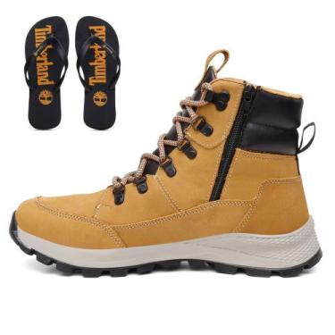 Imagem de Bota Timberland Coturno Com Zíper Couro De Qualidade Reforçada Chinelo