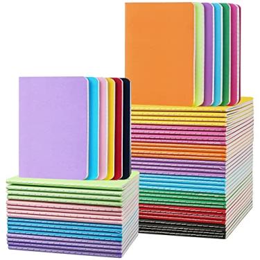 Imagem de Pequenos blocos de notas forrados em massa, pacote com 60 mini-caderno de bolso para jornal, conjunto de cadernos coloridos para crianças 9 x 13 cm, 24 folhas/48 páginas