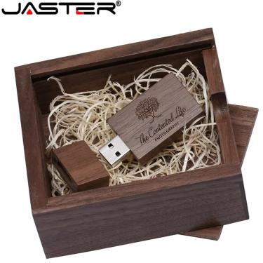 Imagem de JASTER-Álbum de Fotos Logotipo Personalizado Grátis  Madeira De Bordo De Noz  USB Flash Drive