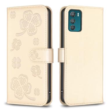 Imagem de Capa carteira para Motorola Moto G42 com 3 cartões e 1 compartimento para dinheiro, capa de telefone flip de couro PU à prova de choque compatível com Moto G42 4G 6,4 polegadas (dourado)