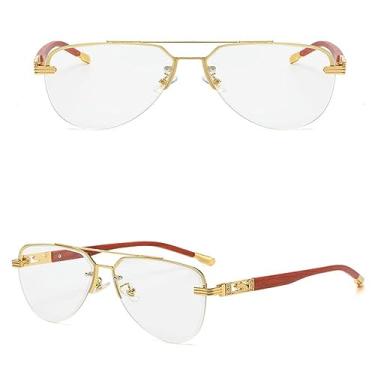 Imagem de Óculos de sol meia armação, óculos de sol de metal com strass, ponte dupla, moda para homens, mulheres, estilo europeu, azul, verde, marrom, 6, tamanho único