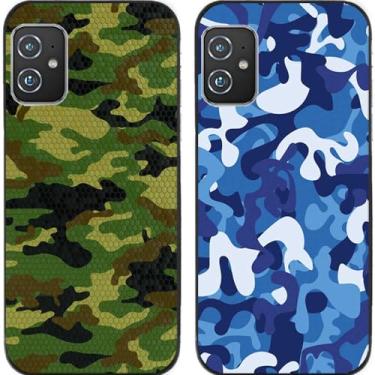 Imagem de 2 peças camuflagem TPU gel silicone capa de telefone traseira para Asus Zenfone 8/9 / 10 (Asus Zenfone 8)