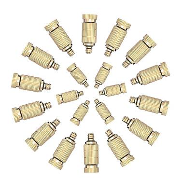 Imagem de Bocal de nebulização de latão para ambientes externos anti-gotejamento, cabeça de pulverização de nebulização de resfriamento ao ar livre, orifício de 0,3 mm 10/24 UNC bocal de neblina 20 peças