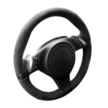 Imagem de Alfanxi Costura à mão Itália Alcantara Capa para volante de carro envoltório para Porsche 911/Panamera/Panamera E-Hybrid (Alcântara + Sem listras)