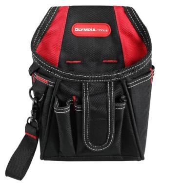 Imagem de Olympia Tools Bolsa de ferramentas de 7 bolsos com clipe de cinto, preto e vermelho