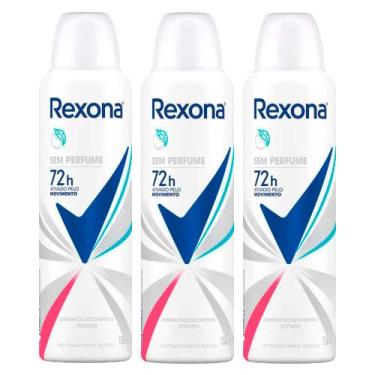 Imagem de Kit 3 Desodorante Rexona Sem Perfume Aerosol Antitranspirante 72h 150m