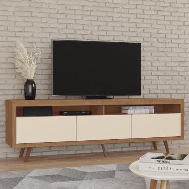 Imagem de Rack Edina 100% MDF Tuboarte 3 Portas Basculantes e Pés Estilo Retrô, 