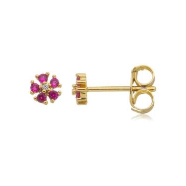 Imagem de Brinco baby de florzinha cor rosa queimado - Fio de Amor