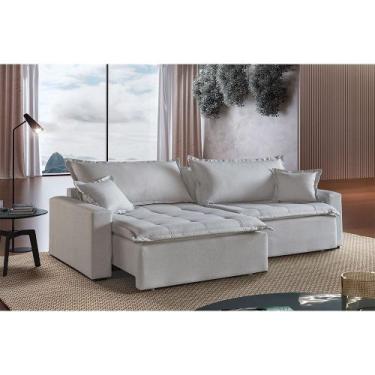 Imagem de Sofá Cama 3 Lugares Retrátil e Reclinável Belize 2.20m Linho Creme Mun