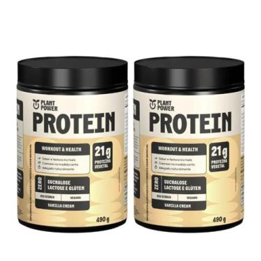 Imagem de 2x Proteina Vegana Vanilla Cream Plant Power 490g, Baunilha