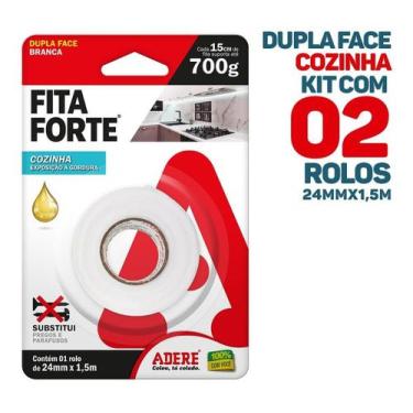 Imagem de 2x Fita Dupla Face Forte Cozinha Áreas Gordurosas 24mmx1,5m - Adere