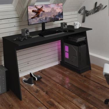 Imagem de Mesa Gamer para 2 monitores Tank Preto Zaile emobilia - Metta Mobili