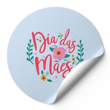 Imagem de 120 Etiquetas Auto Colante Adesivos Redondos Dias Das Mães Fundo Azul 