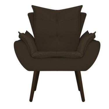 Imagem de Poltrona Decorativa Fenzzi Pés Palito Tabaco Sala de Espera Recepção S