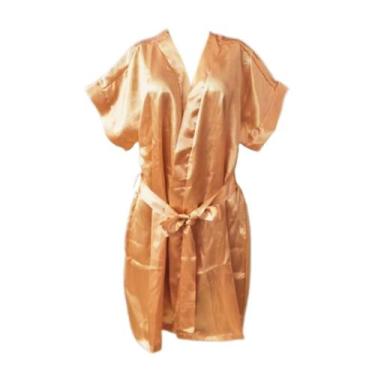 Imagem de Robe Hobby Cetim Seda Noiva Casamento Madrinha Manga Curta Tamanho Uni