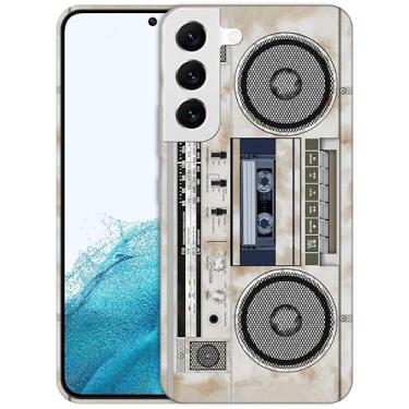 Imagem de GlamCase Capa para Samsung Galaxy S22 5G, Samsung S22 5G - Gravador de cassete de rádio vintage impresso fino e elegante bonito plástico rígido designer capa traseira para celular Galaxy S22 5G branca
