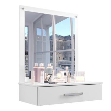 Imagem de Penteadeira Com 1 Gaveta E Espelho Saquarema Branco