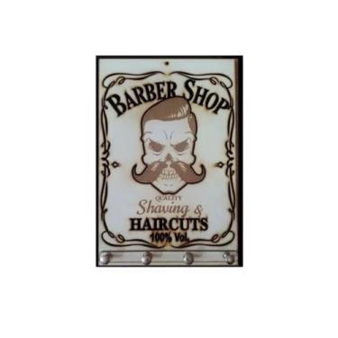 Imagem de Porta Chaves De Parede Em Relevo Barber Shop - Casa Nobre