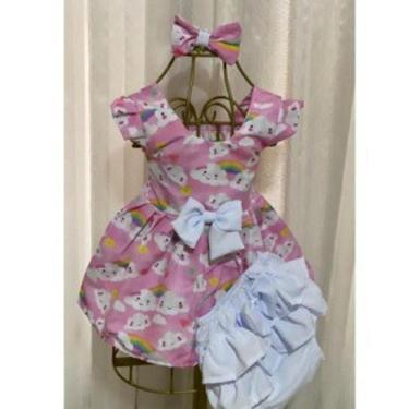 Imagem de Conjunto Menina Bebê Carinho Temático Chuva de Amor +Laço de Cabelo +C