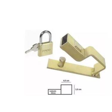 Imagem de Trava P/ Portão Com Porta Cadeado N.2 + Cadeado Pado/ Gold - Travofix