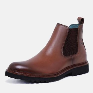 Imagem de Bota Masculina Em Couro Cano Curto Modelo Chelsea Confortável Leve Res