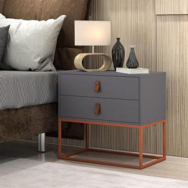 Imagem de Mesa De Cabeceira Cinza Moderno P/ Quarto Casal / Solteiro Com Puxador